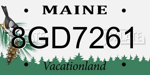 8GD7261 Maine License Plate