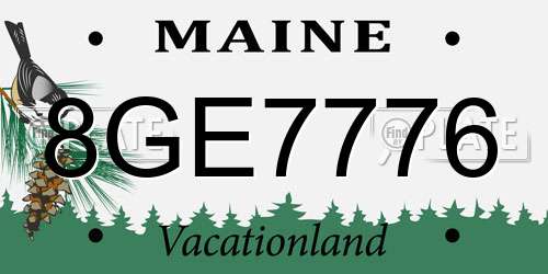 8GE7776 Maine License Plate