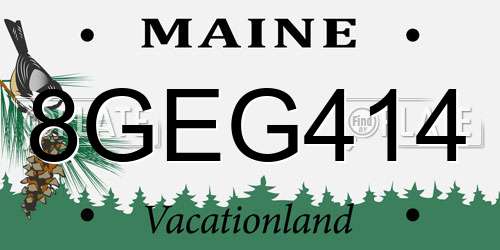 8GEG414 Maine License Plate