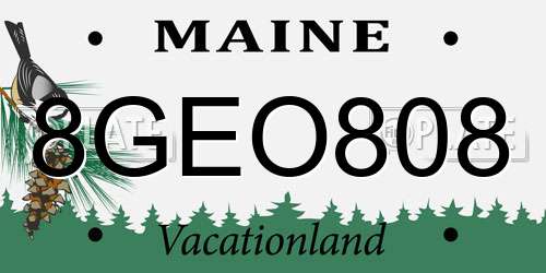 8GEO808 Maine License Plate