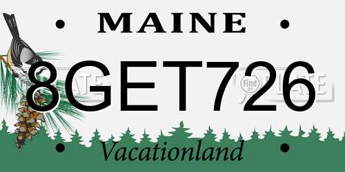 8GET726 Maine License Plate