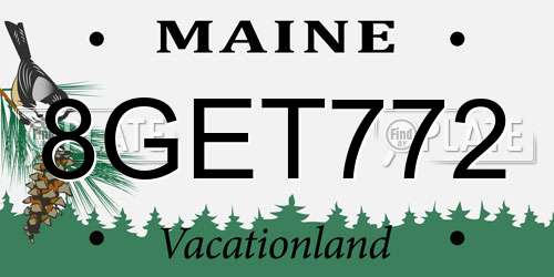 8GET772 Maine License Plate