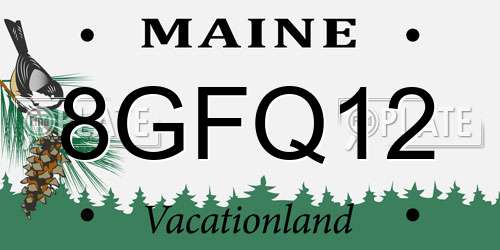 8GFQ12 Maine License Plate