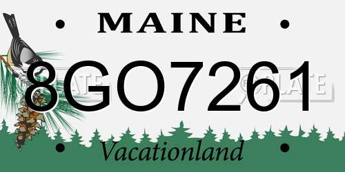 8GO7261 Maine License Plate