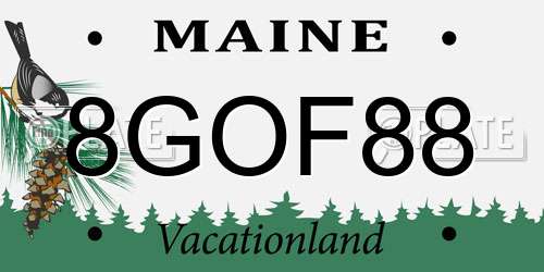 8GOF88 Maine License Plate