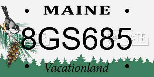 8GS685 Maine License Plate