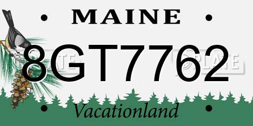 8GT7762 Maine License Plate