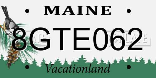 8GTE062 Maine License Plate