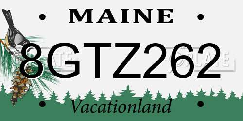 8GTZ262 Maine License Plate