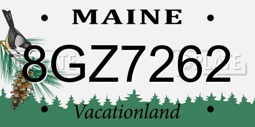 8GZ7262 Maine License Plate