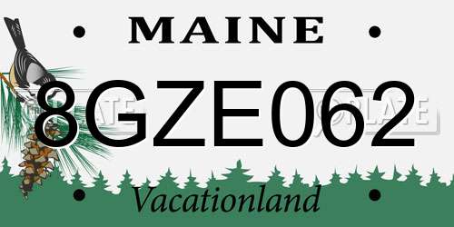 8GZE062 Maine License Plate