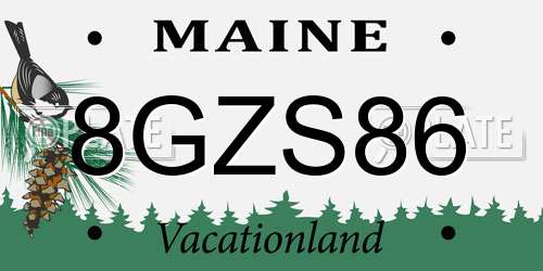 8GZS86 Maine License Plate