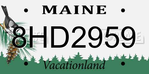 8HD2959 Maine License Plate