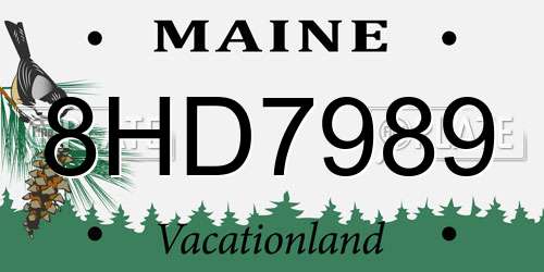 8HD7989 Maine License Plate