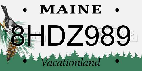 8HDZ989 Maine License Plate