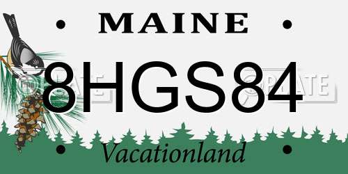8HGS84 Maine License Plate