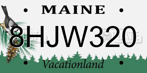 8HJW320 Maine License Plate