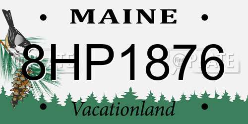 8HP1876 Maine License Plate