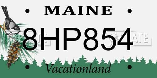 8HP854 Maine License Plate