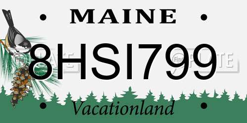 8HSI799 Maine License Plate