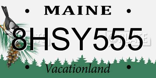 8HSY555 Maine License Plate