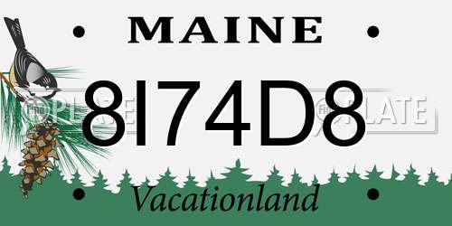 8I74D8 Maine License Plate
