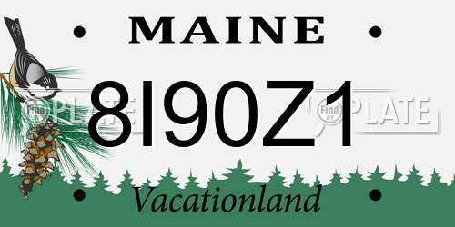 8I90Z1 Maine License Plate