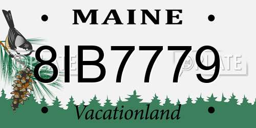 8IB7779 Maine License Plate