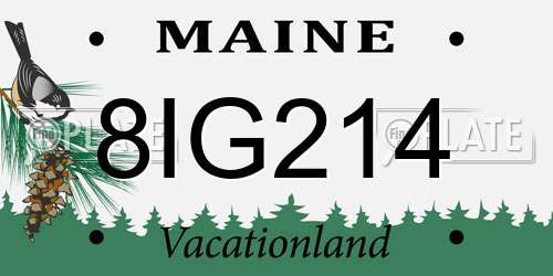 8IG214 Maine License Plate