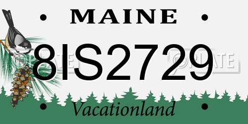 8IS2729 Maine License Plate