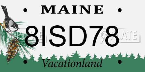 8ISD78 Maine License Plate