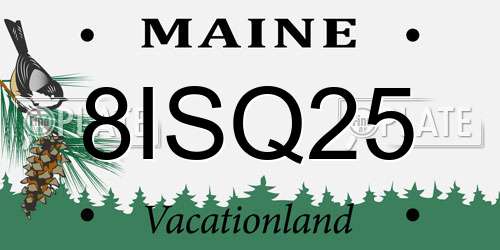 8ISQ25 Maine License Plate