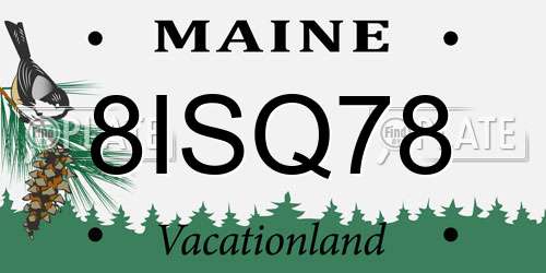 8ISQ78 Maine License Plate