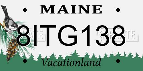 8ITG138 Maine License Plate
