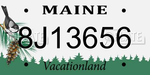 8J13656 Maine License Plate
