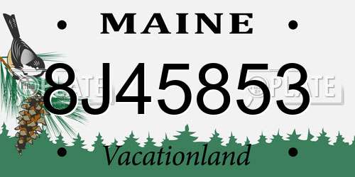 8J45853 Maine License Plate