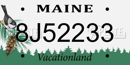 8J52233 Maine License Plate