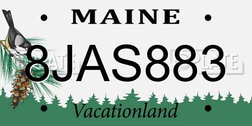 8JAS883 Maine License Plate