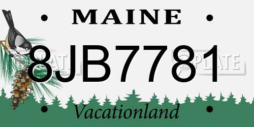 8JB7781 Maine License Plate
