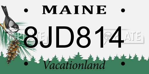 8JD814 Maine License Plate