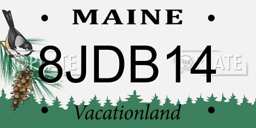 8JDB14 Maine License Plate