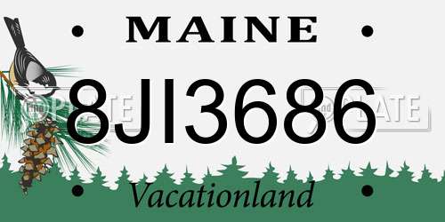 8JI3686 Maine License Plate