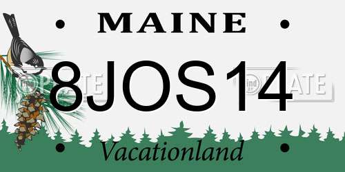 8JOS14 Maine License Plate
