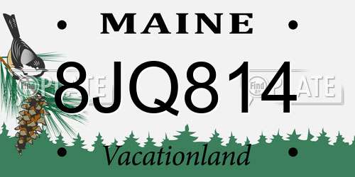 8JQ814 Maine License Plate