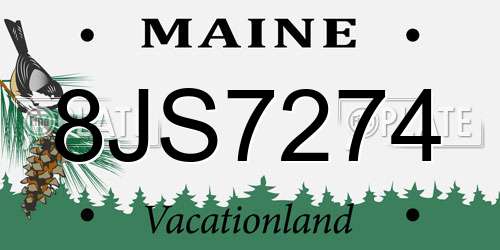 8JS7274 Maine License Plate
