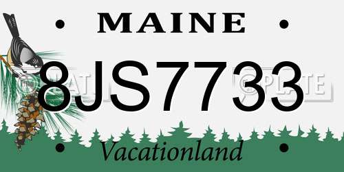 8JS7733 Maine License Plate