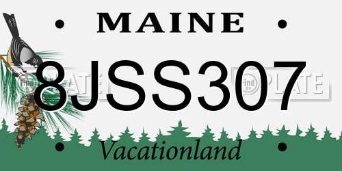 8JSS307 Maine License Plate