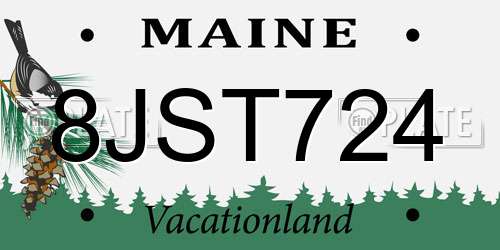 8JST724 Maine License Plate