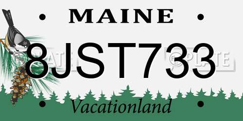 8JST733 Maine License Plate