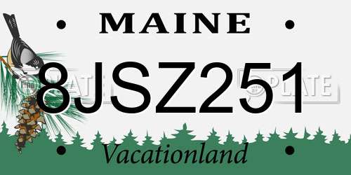 8JSZ251 Maine License Plate